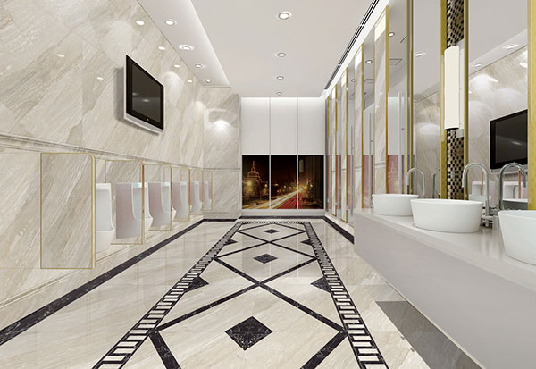 pg电子游戏全抛釉瓷砖天堡石KYS8062高等洗手间效果图