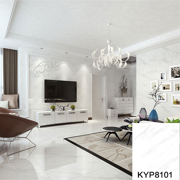 02pg电子游戏大理石瓷砖：：爵士白KYP8101铺贴效果图