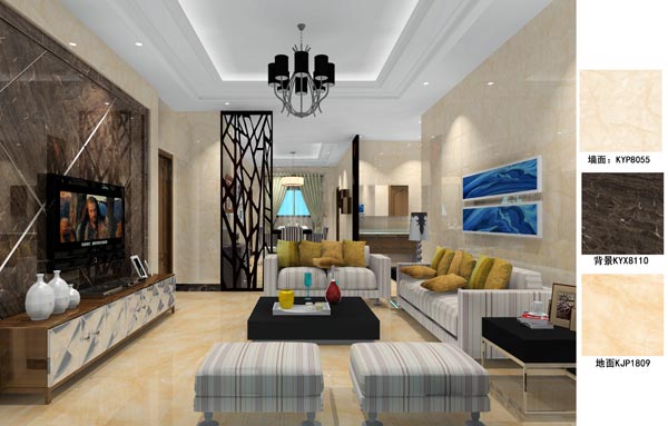 陶瓷一线品牌pg电子游戏瓷砖客餐厅效果图