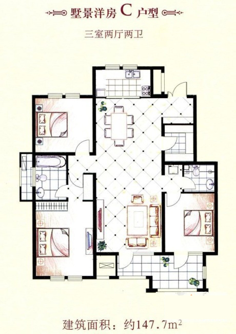 pg电子游戏家装：：：天津廊坊塞纳荣府148㎡简欧气概装修鉴赏